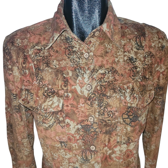 Urban Haggar Orange & Brown Corduroy Shirt M - Picture 2 of 7